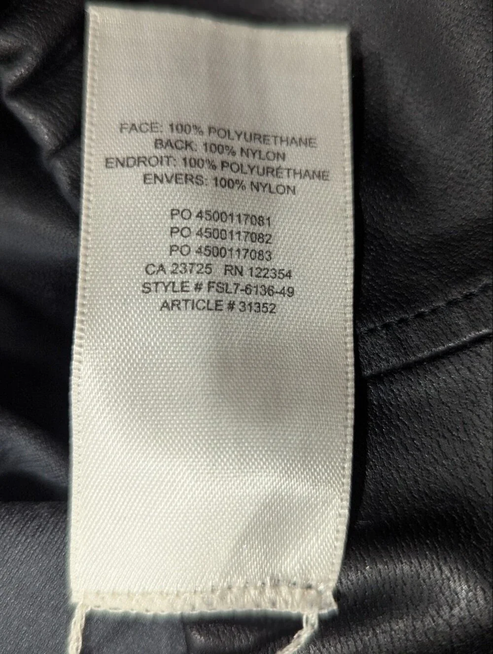 Aritzia Wilfred Free Women's Daria Black Faux Leather Leggings Sz M *NWOT